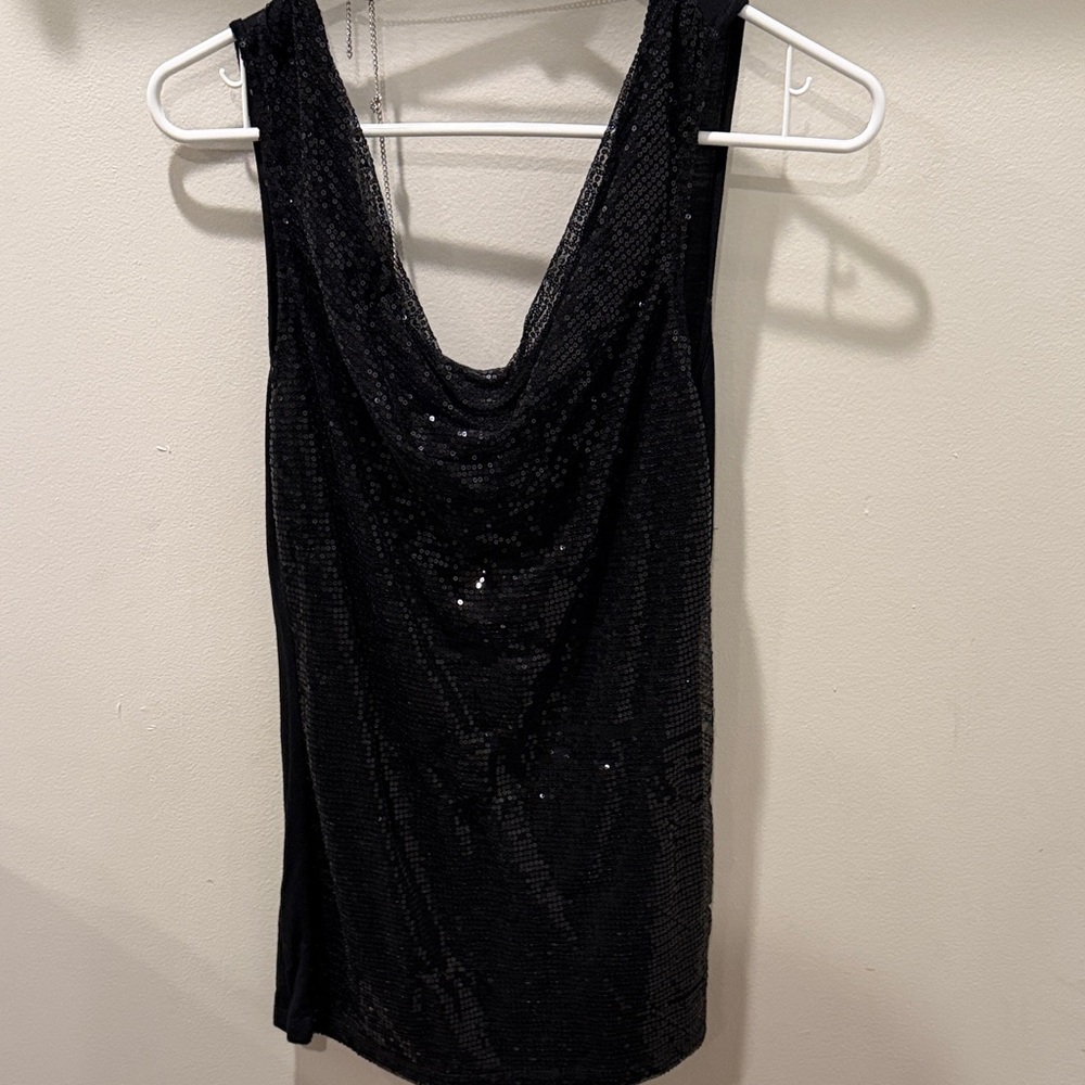 Forever 21 Black Sequin Drape Top